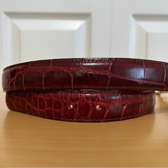Mauri Men’s Red Genuine Alligator Belt Italy Size 36 - Picture 5 of 11